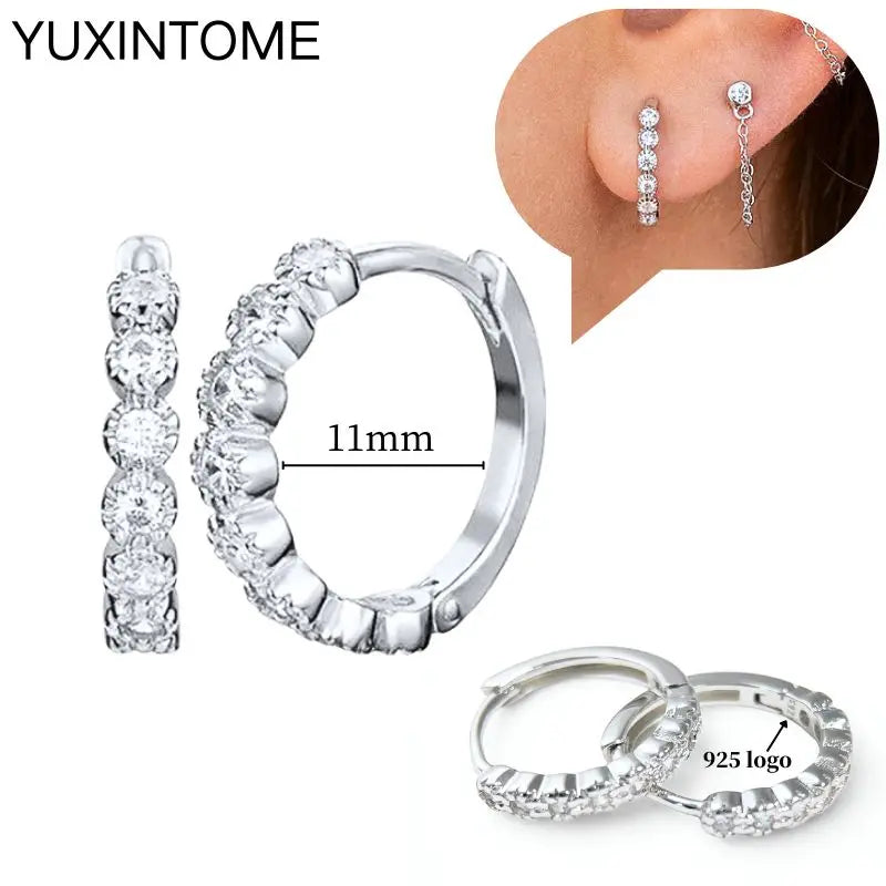 Celeste Crystal Silver Hoops