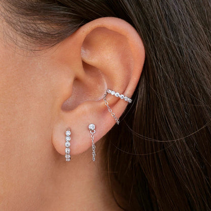 Celeste Crystal Silver Hoops