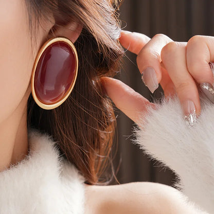 Celeste Ruby Oval Studs