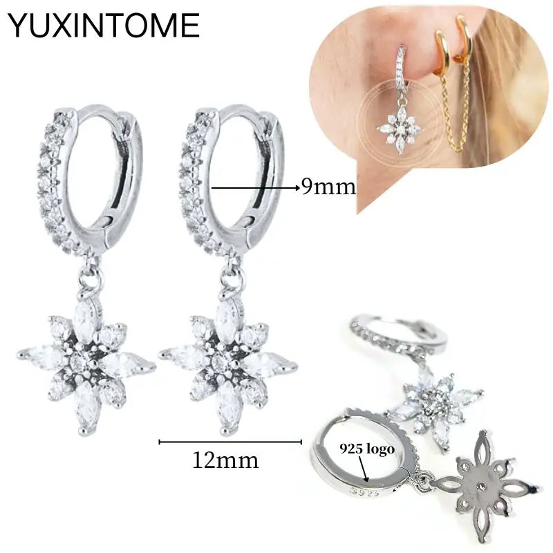 Celeste Crystal Silver Hoops