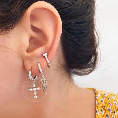 Celeste Crystal Silver Hoops