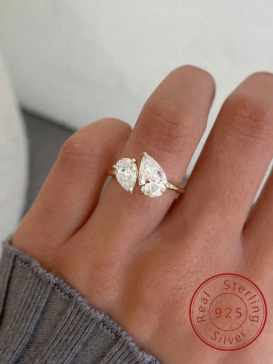 Sparkling Pear Drop Ring