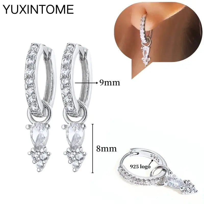 Celeste Crystal Silver Hoops