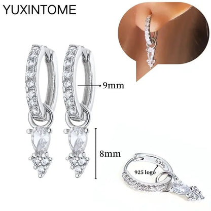 Celeste Crystal Silver Hoops