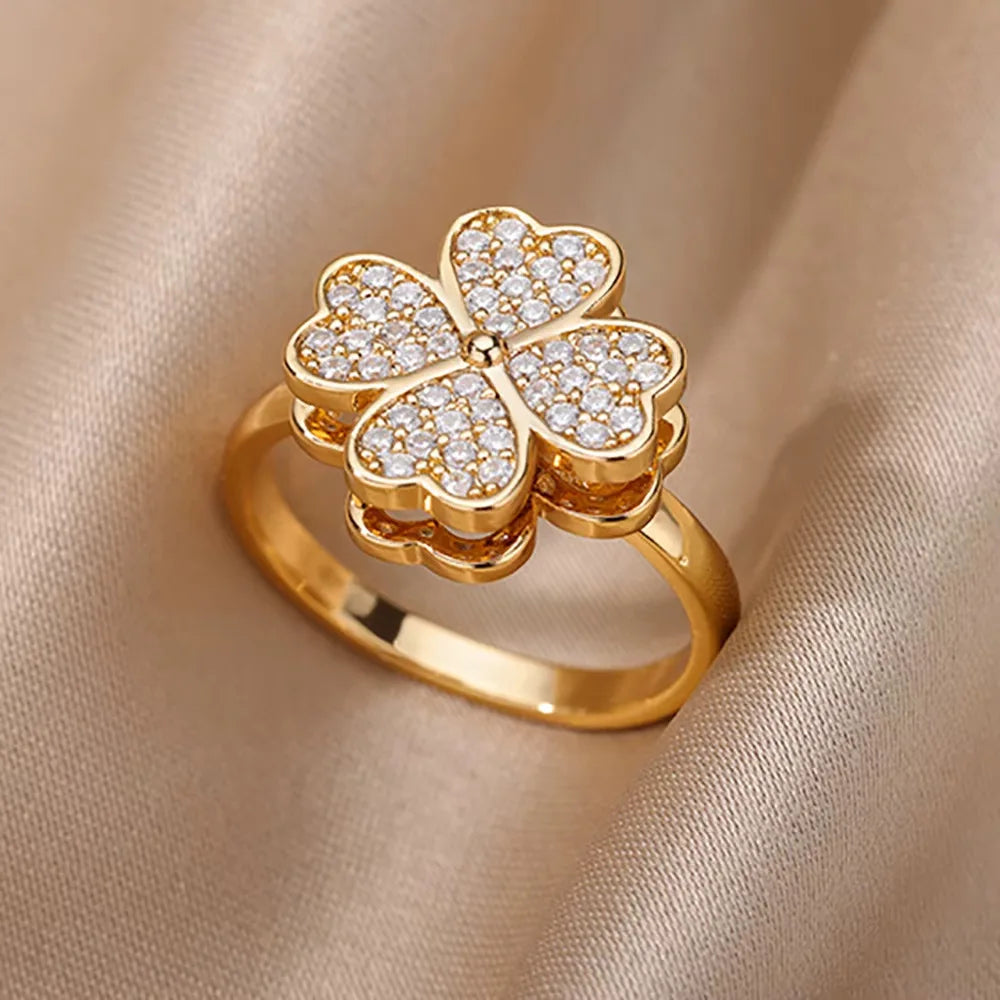 Gold Zircon Geometry Ring