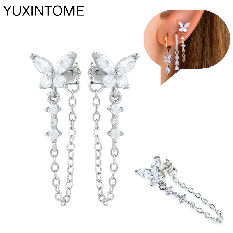 Celeste Crystal Silver Hoops