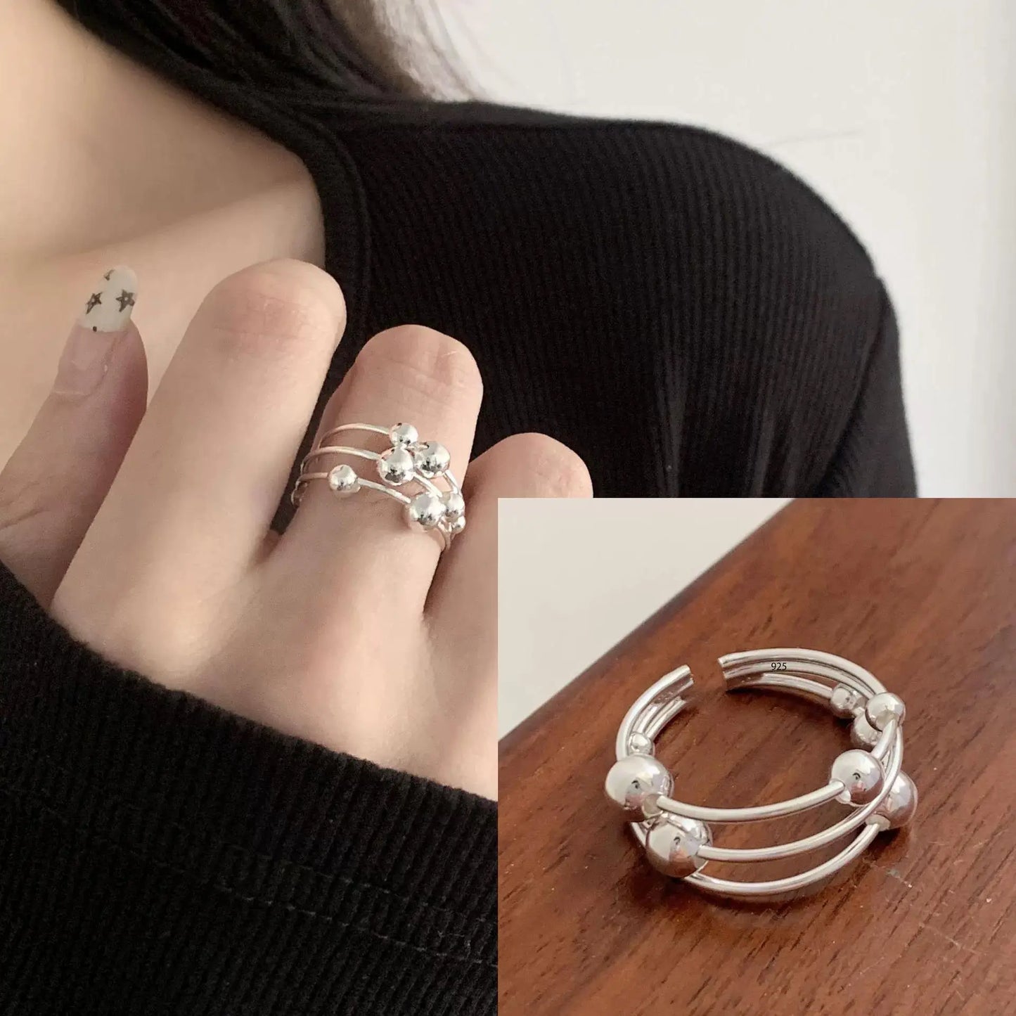Celeste Double Wave Silver Ring