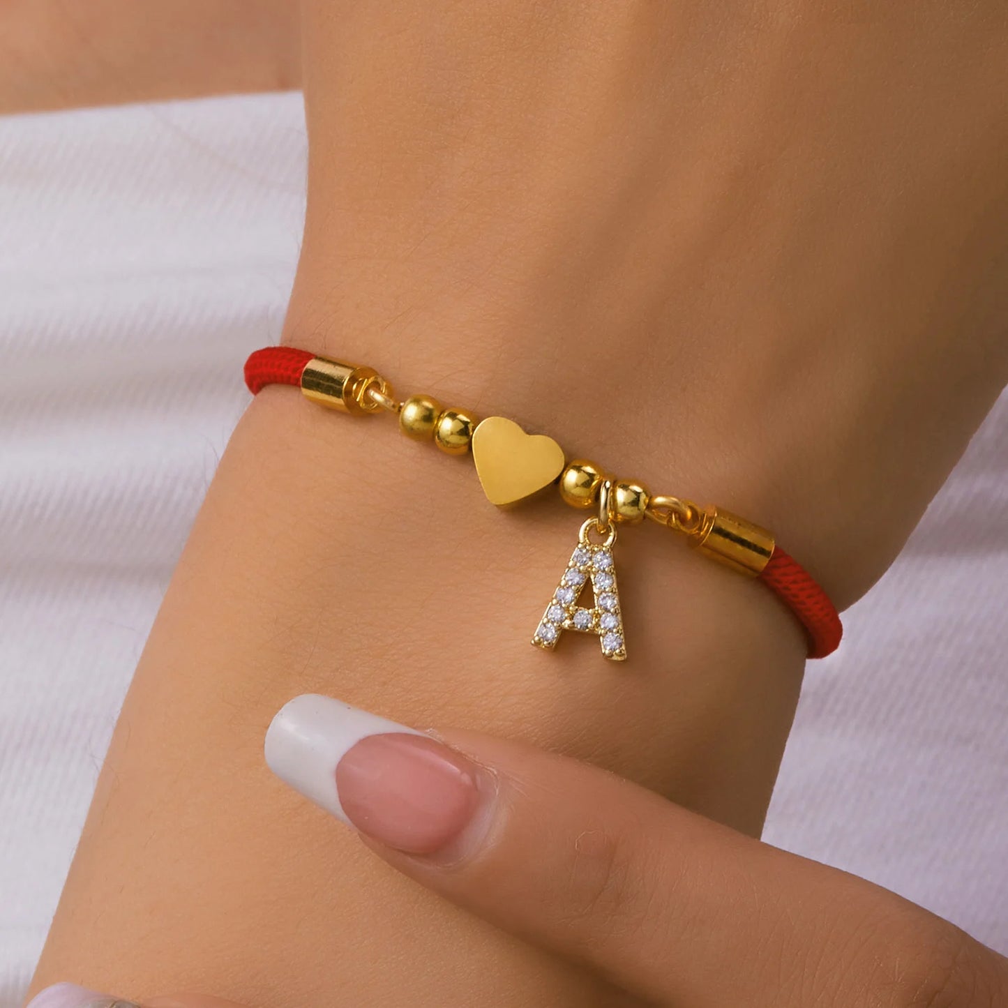 Celeste Heart Initial Rope Bracelet