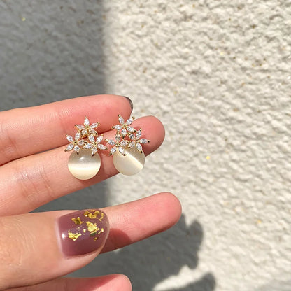 Opal Flower Kiss Studs