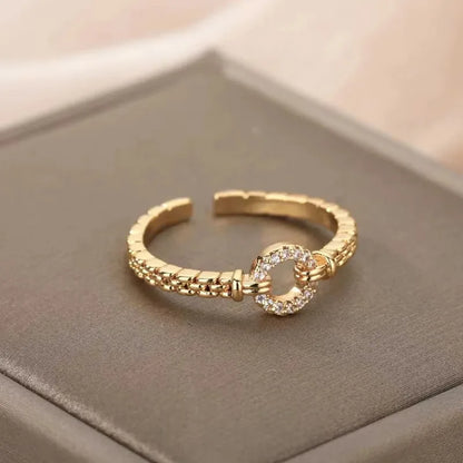 Gold Zircon Geometry Ring