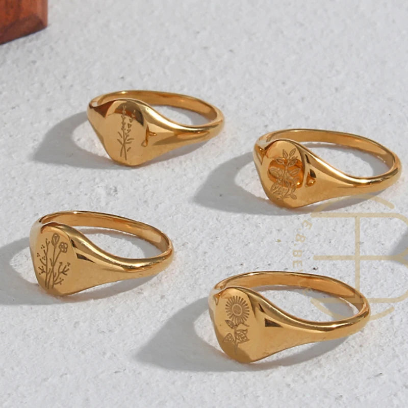 Golden Bloom Signet Ring