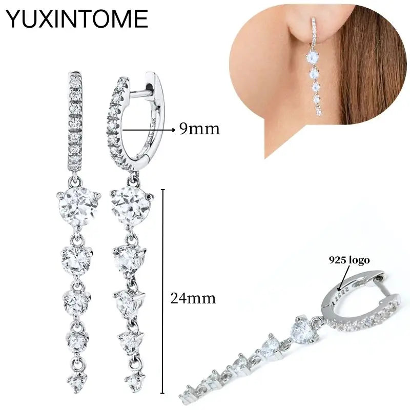 Celeste Crystal Silver Hoops