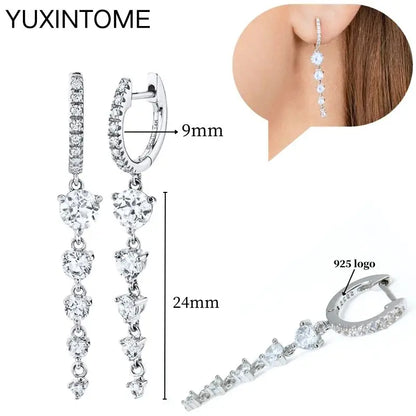 Celeste Crystal Silver Hoops