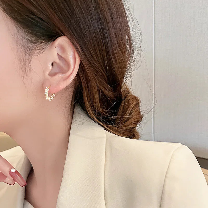 Celeste Pearl Circle Earrings