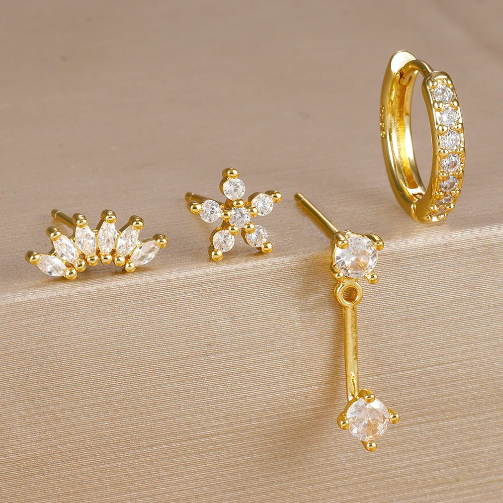 Celeste Gold Huggie & Flower Set