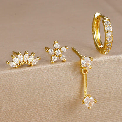 Celeste Gold Huggie & Flower Set