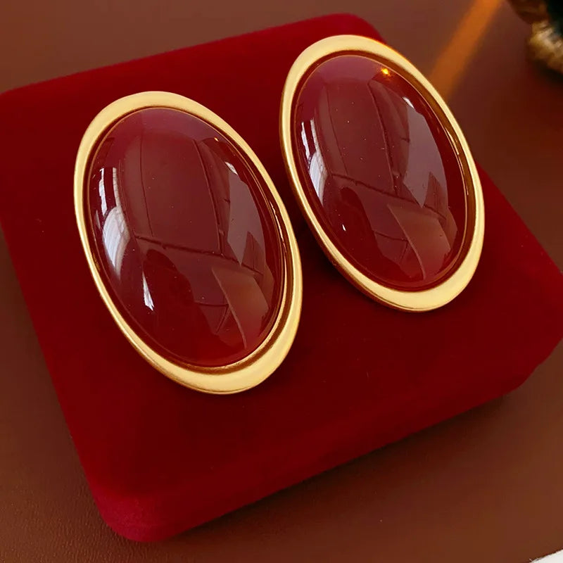 Celeste Ruby Oval Studs