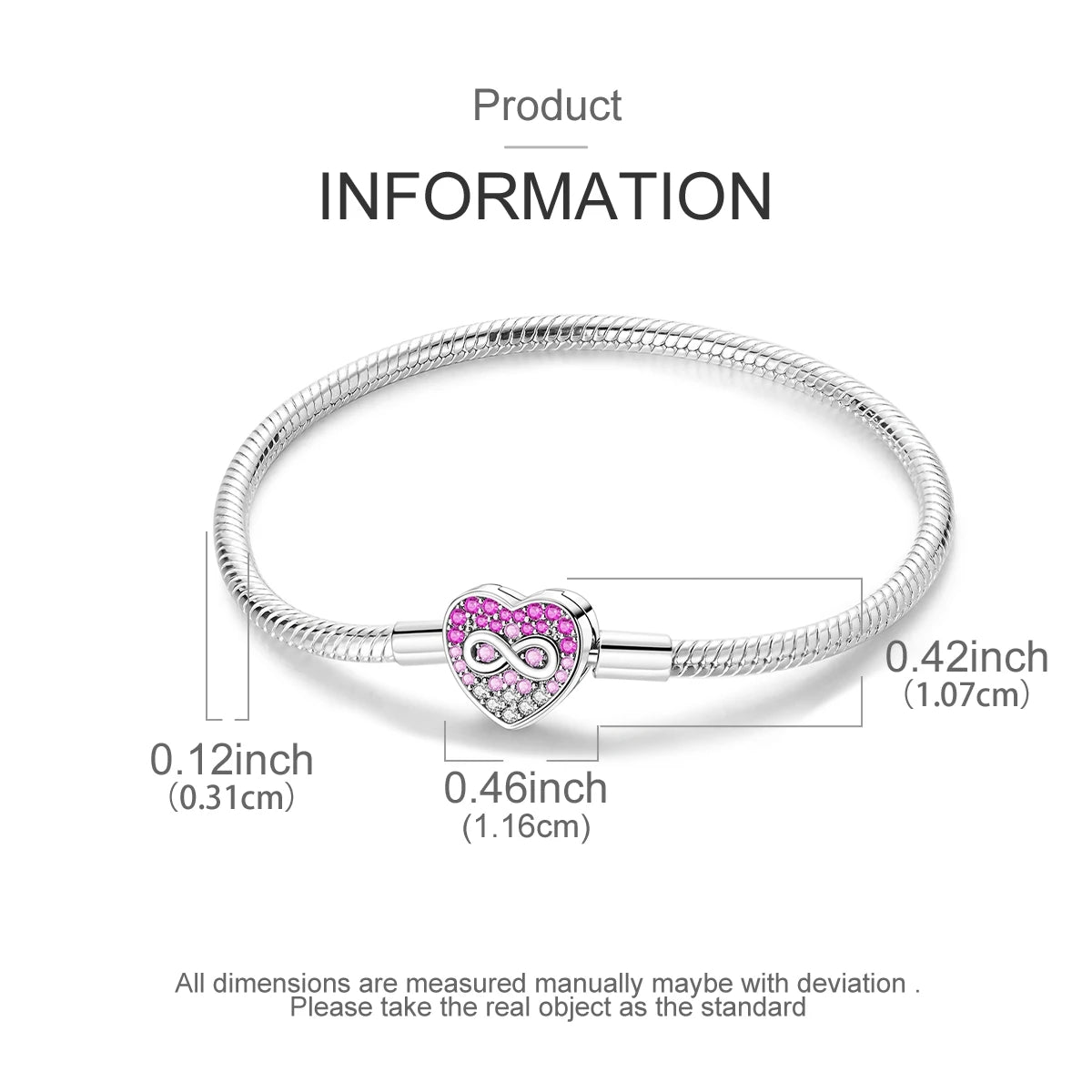 Celeste Heart Charm Snake Bracelet