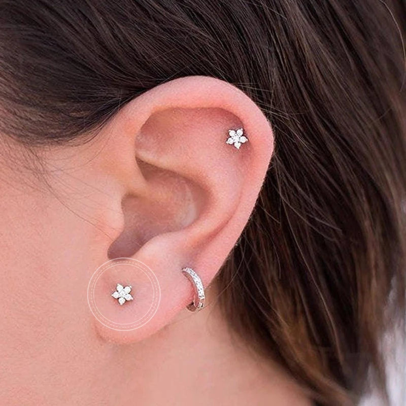 Celeste Crystal Silver Hoops