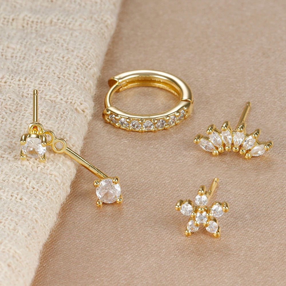 Celeste Gold Huggie & Flower Set