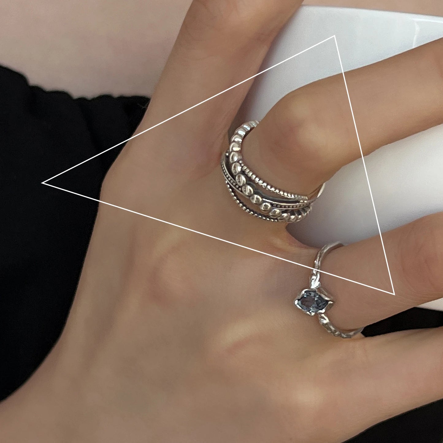 Vintage Geometric Charm Ring