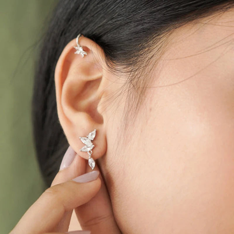 Celeste Crystal Silver Hoops