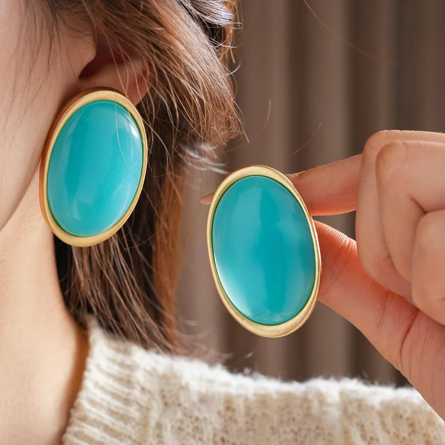 Celeste Ruby Oval Studs