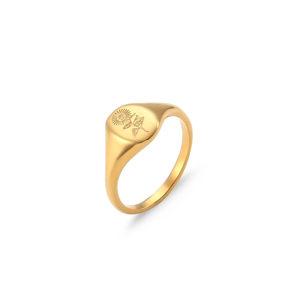 Golden Bloom Signet Ring
