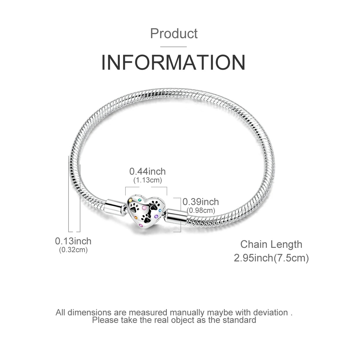 Celeste Heart Charm Snake Bracelet