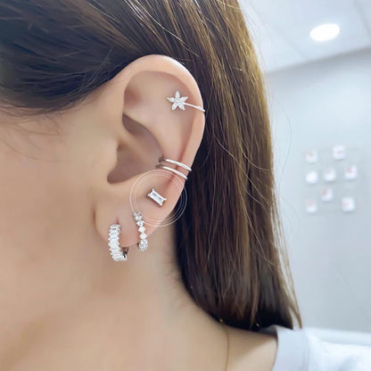 Celeste Crystal Silver Hoops