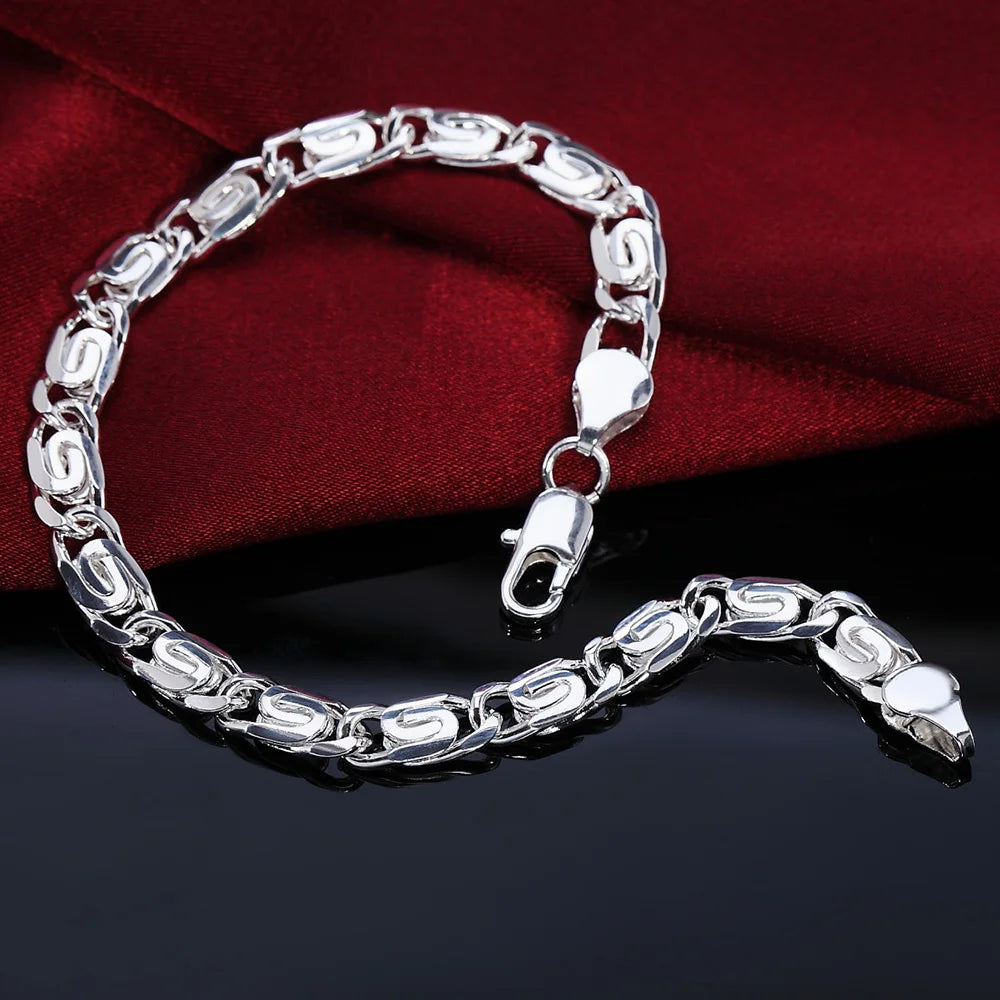 Celeste Square Chain Silver Bracelet