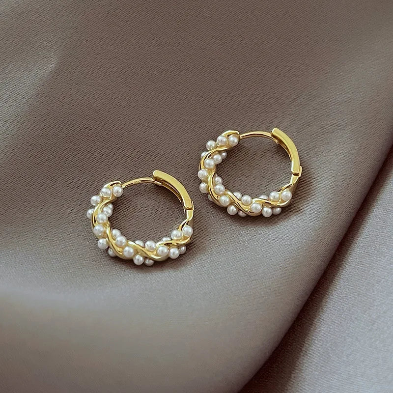 Celeste Pearl Circle Earrings