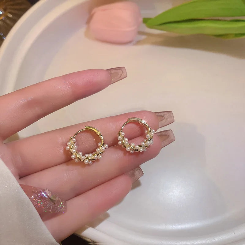 Celeste Pearl Circle Earrings