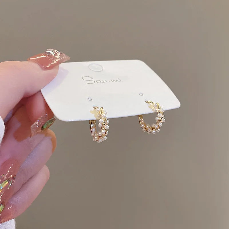 Celeste Pearl Circle Earrings