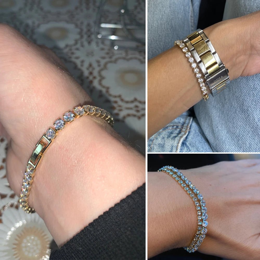 Silver CZ Tennis Chain Bracelet