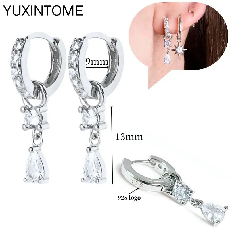 Celeste Crystal Silver Hoops