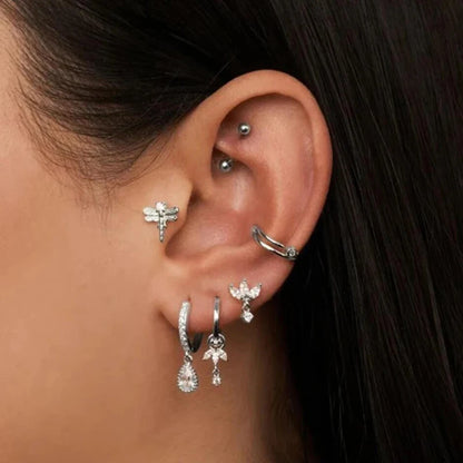 Celeste Crystal Silver Hoops