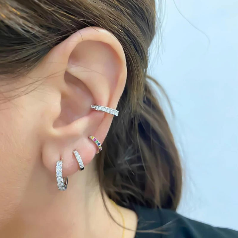 Celeste Crystal Silver Hoops