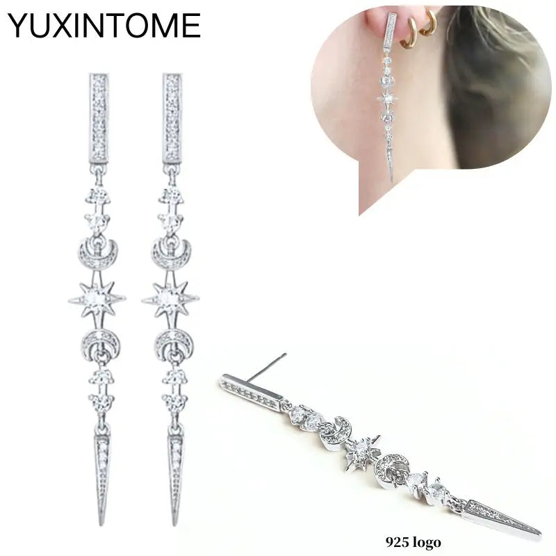 Celeste Crystal Silver Hoops