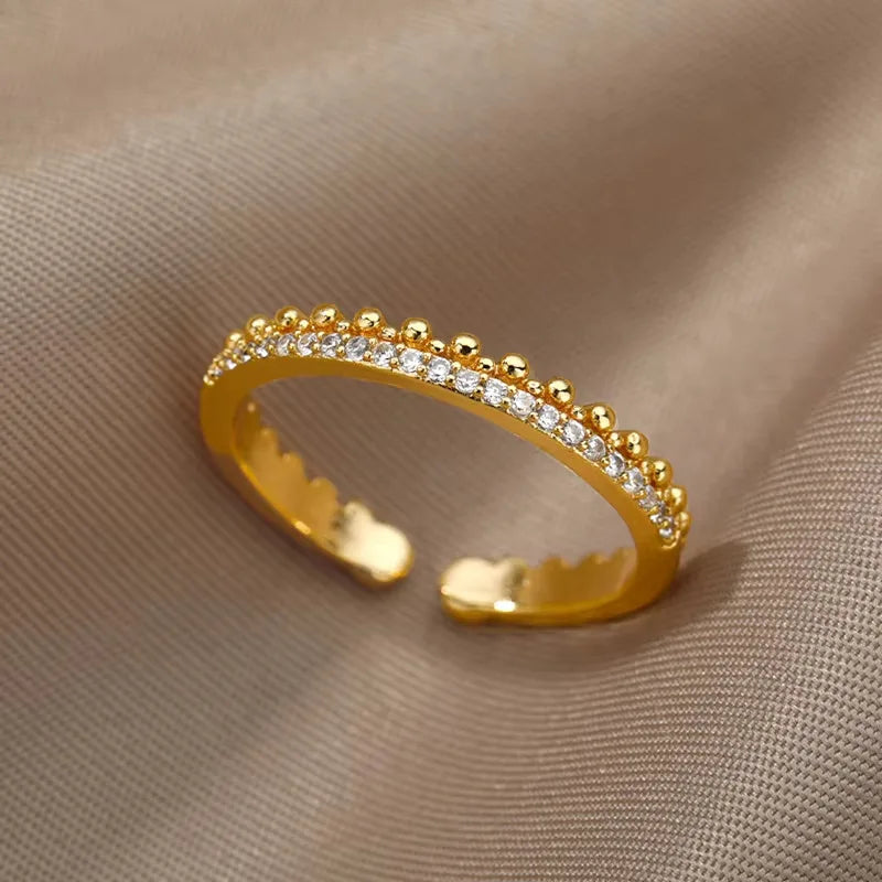 Gold Zircon Geometry Ring