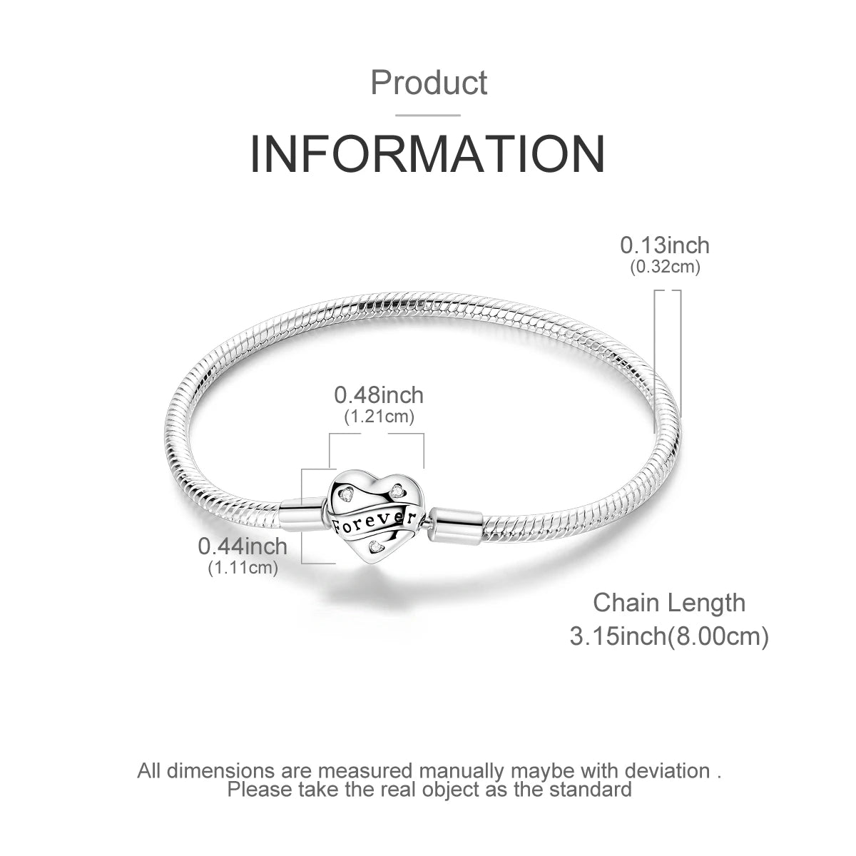 Celeste Heart Charm Snake Bracelet