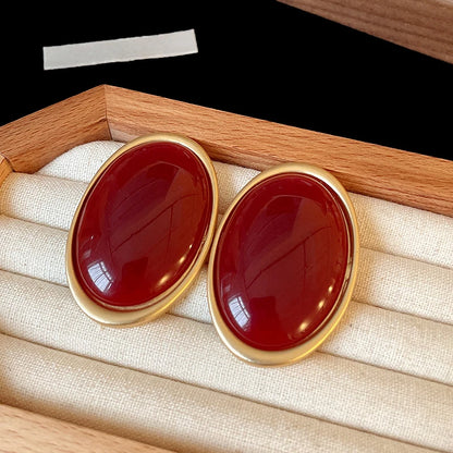 Celeste Ruby Oval Studs