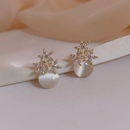 Opal Flower Kiss Studs