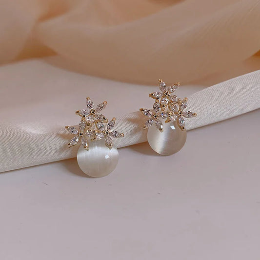 Opal Flower Kiss Studs