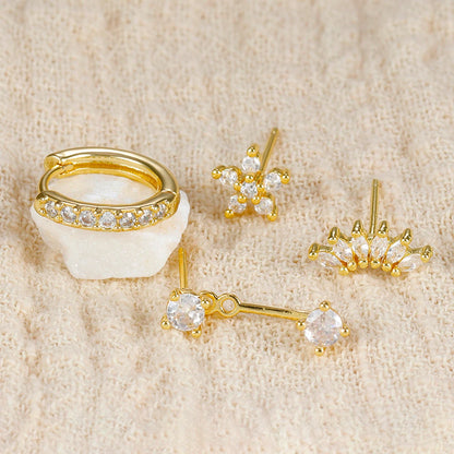 Celeste Gold Huggie & Flower Set