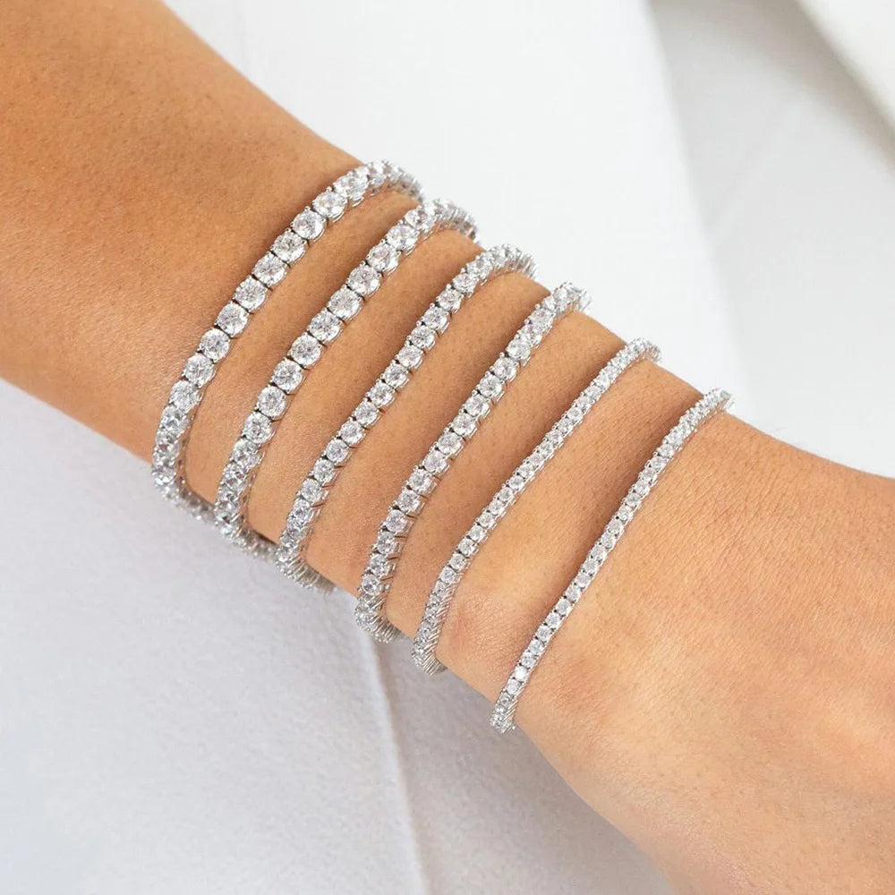 Silver CZ Tennis Chain Bracelet