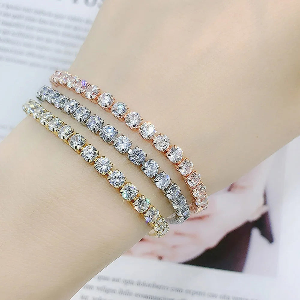 Silver CZ Tennis Chain Bracelet