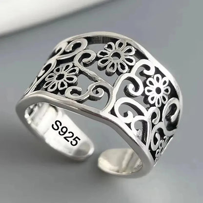 Retro Floral Sterling Ring