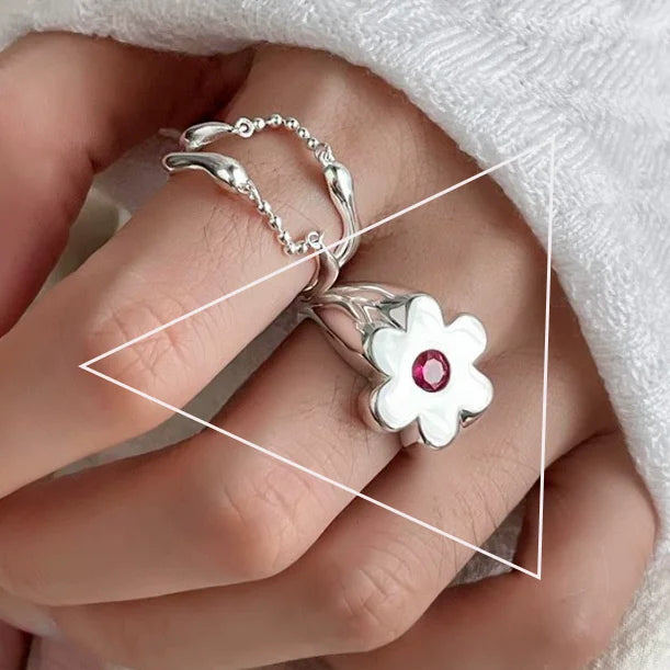 Retro Floral Sterling Ring