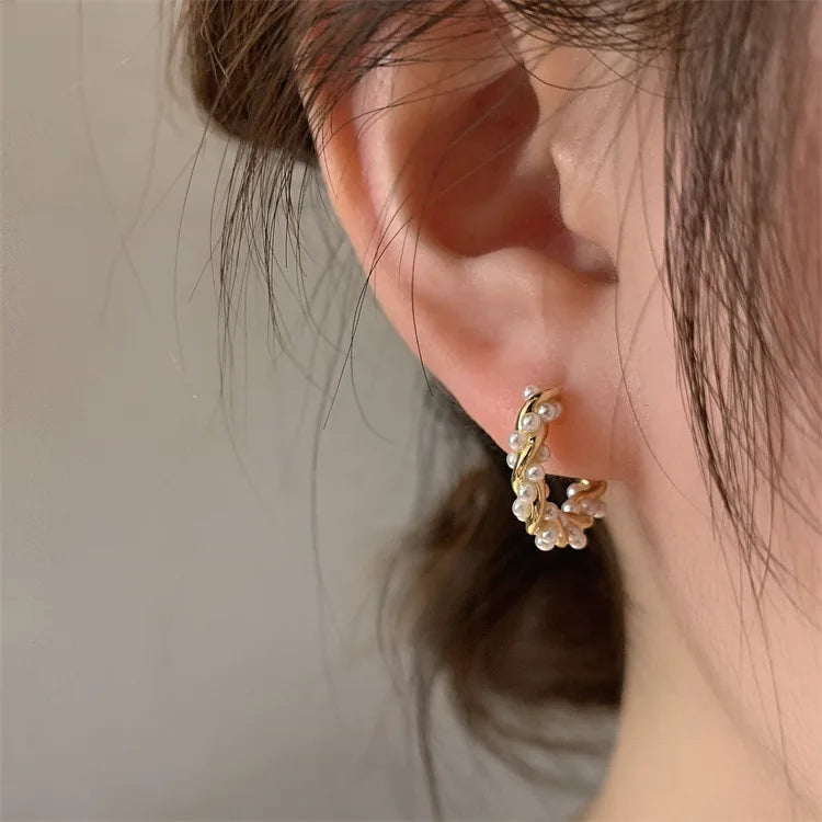 Celeste Pearl Circle Earrings
